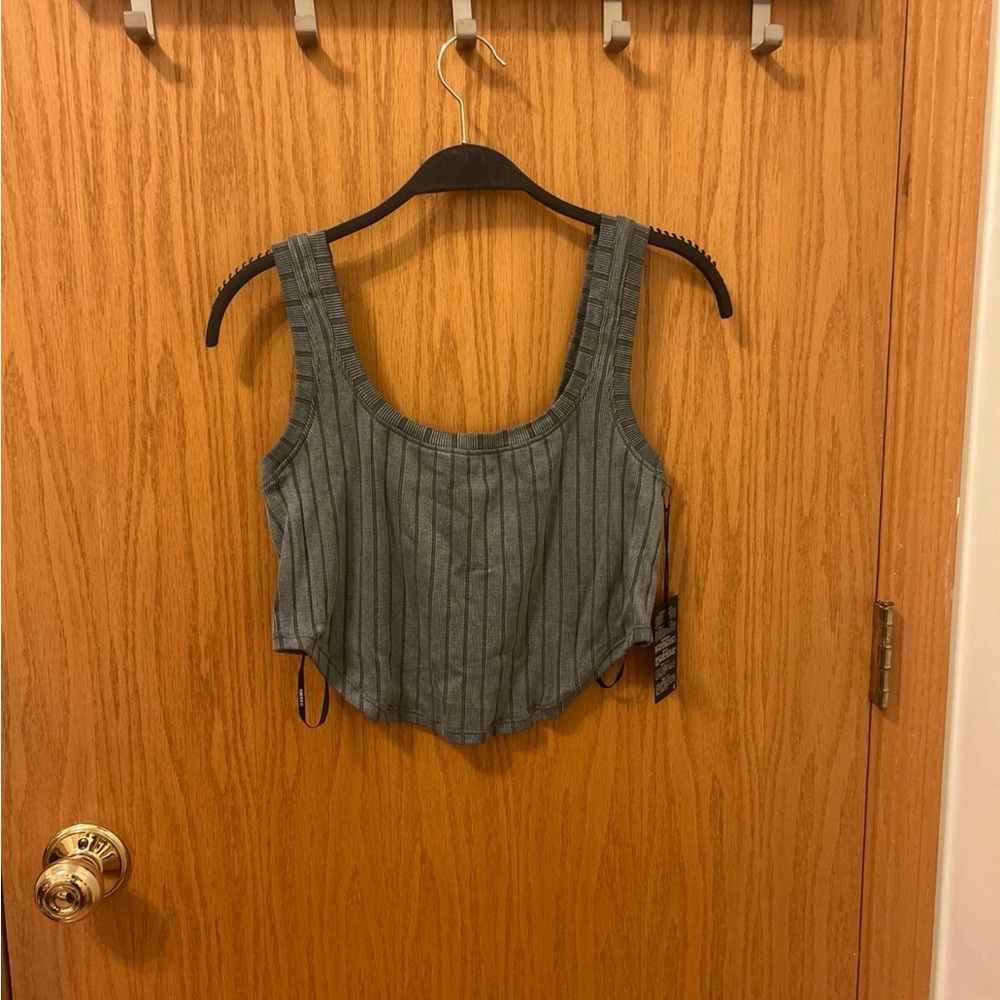 Forever 21 Gray Pinstripe Crop Top